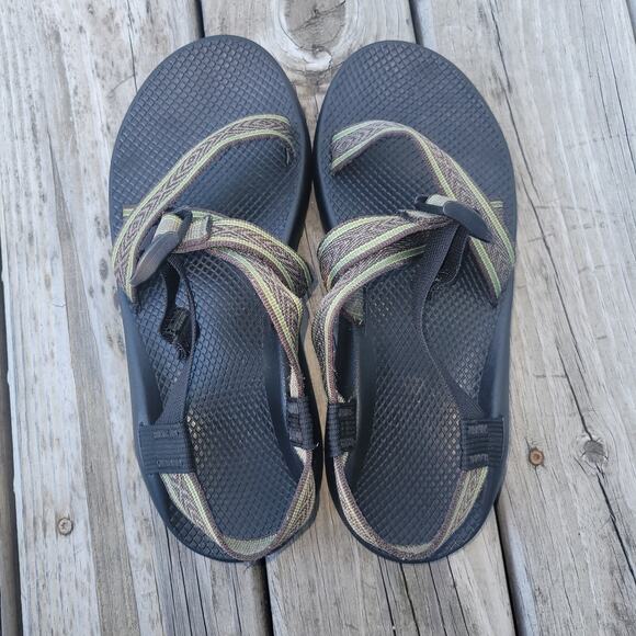 Chaco Z Cloud Sandals Men Size 11 Hiking Strappy Shoe Green Brown Walking Vibram - Picture 4 of 7